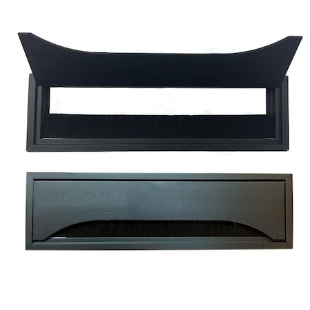 Electriduct Rectangular Metal Table Grommet with Bristles- Black GR-RBG-BK